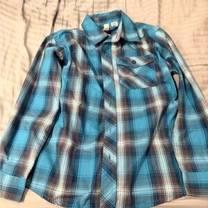 Route 66 Blue and Brown Plaid Shirt